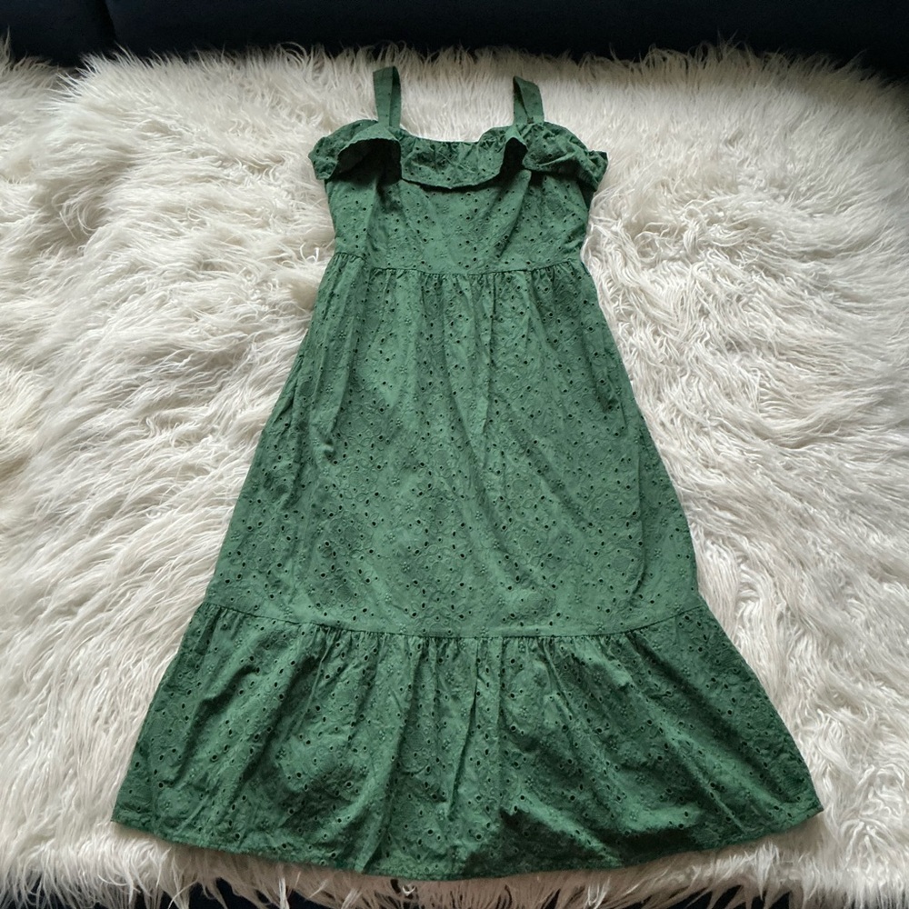 Loft Eyelet Ruffle Square Neck Midi Dress - image 2